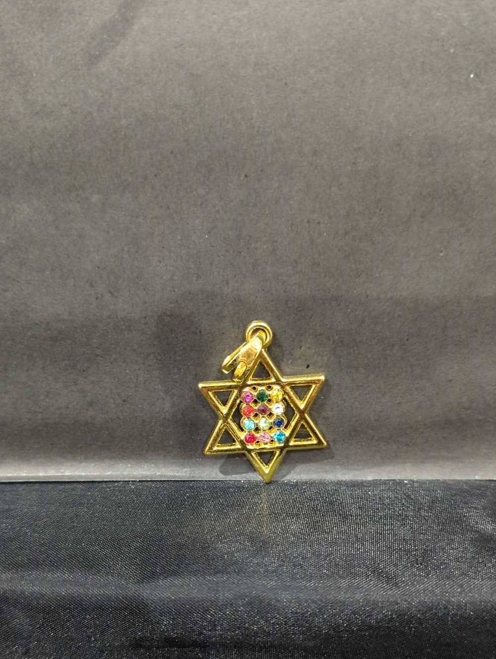 Star of David Charm with Multicolor Stones